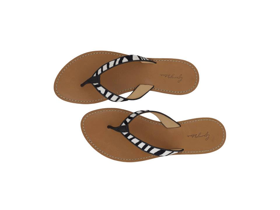 Zebra Print Leather Thong Sandal