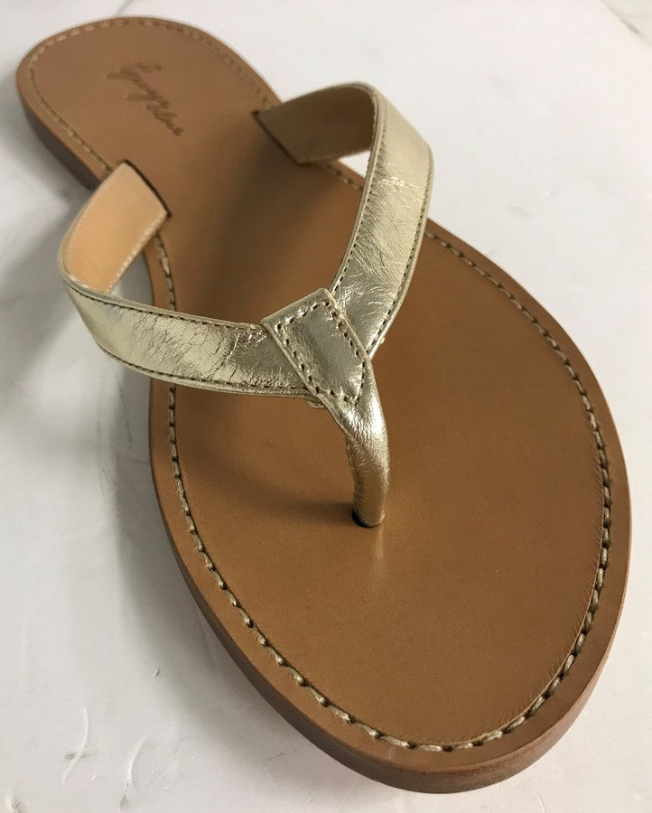 Gold Leather Thong Sandal