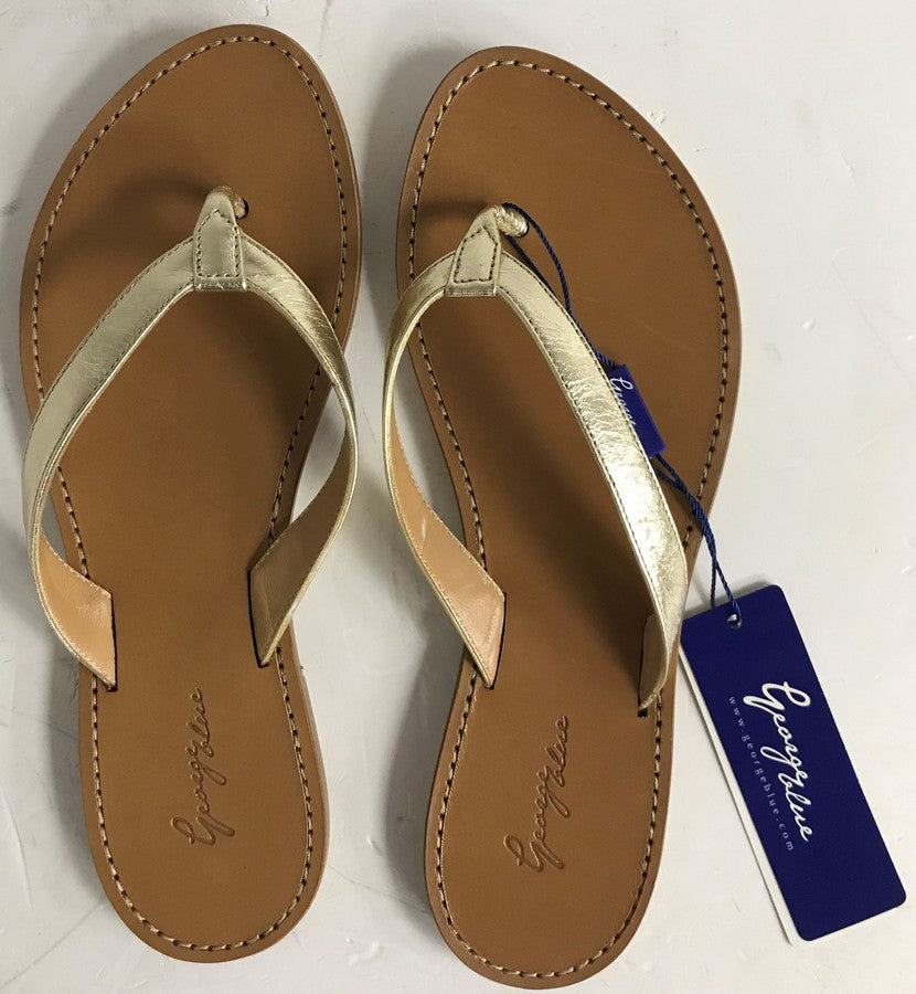 Gold Leather Thong Sandal