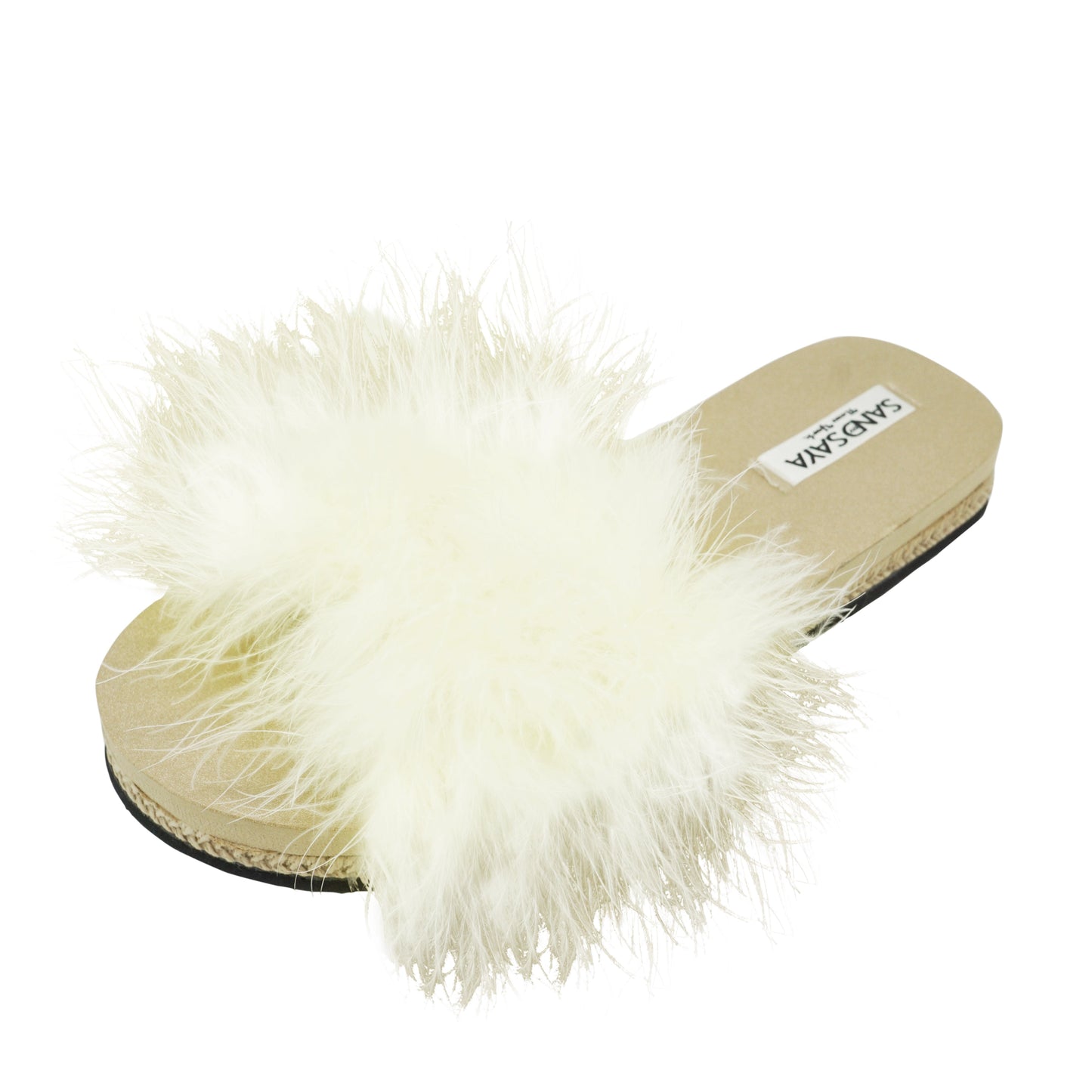 White Feather Flat Womens Slider Espadrille, Express Delivery, size UK 5