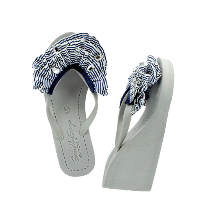 Rockaway - Embellished High Wedge Flip Flops Sandal