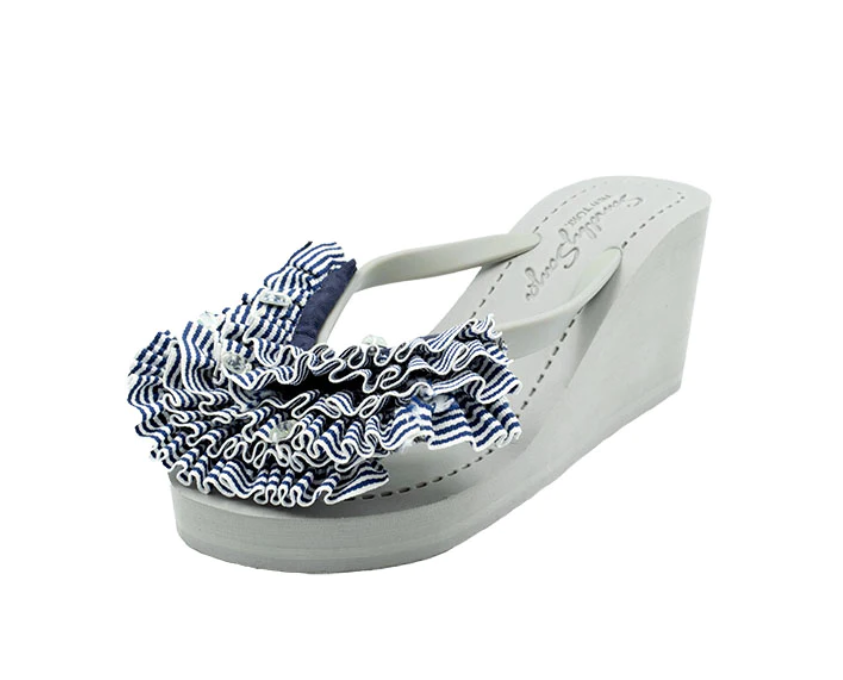 Rockaway - Embellished High Wedge Flip Flops Sandal